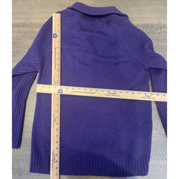 Eileen Fisher Sweater Cardigan SZ Medium Merino Wool Purple Long Sleeve Zip Up - Picture 7 of 7